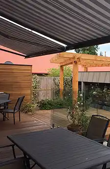Semina awning shading a cosy outdoor area