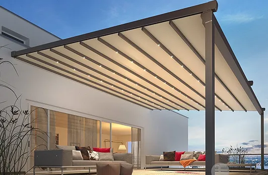 Retractable pergola awnings create outdoor comfort